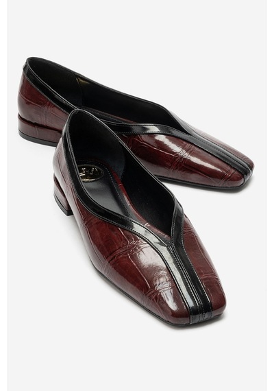 Luvi Shoes Helene Bordo Baskı Kadın Babet Ayakkabı
