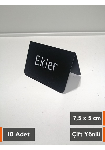 10 Ad Silinebilir Karatahta Siyah Etiket Çatı Çift Yön 7,5x5 Cm