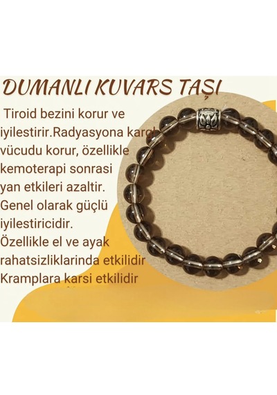 Fy Doğaltaş Dumanlı Kuvars Bileklik Kahverengi