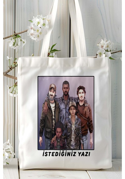 Art Hediye The Walking Dead Oyun Baskılı Omuz Çanta Kişiye Özel Model 3 Çok Renkli