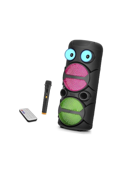 Bluetooth Hoparlör Fm Radyo 2x8 Inç Usb Tf Aux Rgb Mikrofonlu Kumandalı - Siyah Jbr8809 Evimdeyokyok