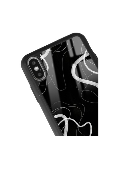 Apple Uyumlu iPhone X - Xs Black Wave Tasarımlı Glossy Telefon Kılıfı Siyah