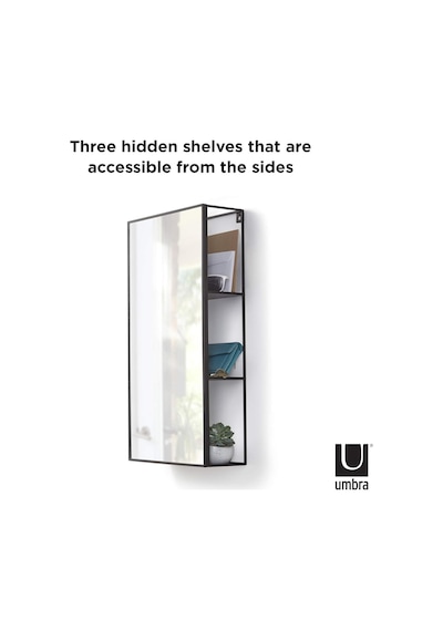 Umbra Cubiko 24x12 İnç Dikdörtgen Siyah Metal Banyo Aynası Depolama Dolabı 3 Raflı Diğer Umbra Cubiko 24x12 İnç Dikdörtgen Siyah Metal Banyo Aynası Depolama Dolabı 3 Raflı Diğer