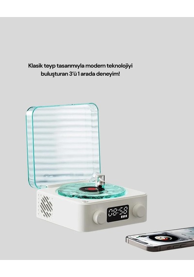 Vintage Tasarımlı Bluetooth Hoparlör 3'ü 1 Arada Gece Lambası