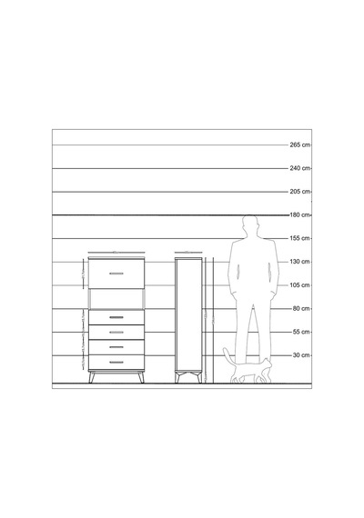 Arges Dolap Tek Raflı 5 Çekmeceli 60x30x134 Çam-antrasit Atlas Çam