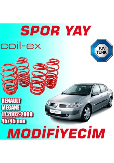 Coil-Ex Megane 2 11.2002-2009 Arası 45-45Mm Alçaltma Spor