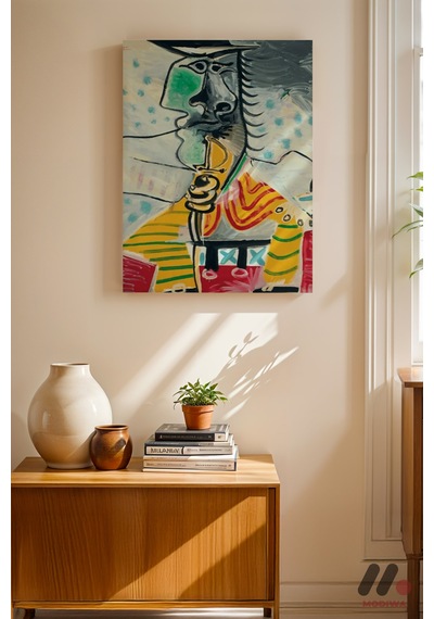 Picasso Kübist Renkli Portre, Çerçevesiz Yüksek Kalite Duvar Afişi - Sanatsever Hediyesi