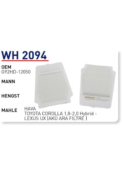 Wh2094 G92hd-12050 Toyota Corolla1.8-2.0 Hybrıd-ux Battery Fıltre