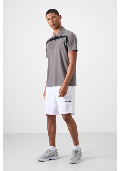 Tommy Life Koyu Gri Polyester Nefes Alan Dokulu İnce Esnek Standart Fit Polo Yaka Erkek Performans T-shirt - 8 Koyu Gri