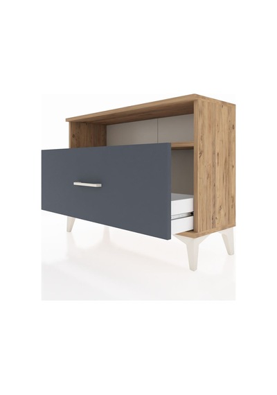 Arges Şifonyer Tek Raflı Tek Çekmeceli 88x30x64 Çam-antrasit Atlas Çam