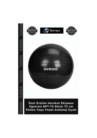 Özel Üretim Hareket Ekipman Egzersiz Bpt-75 Black 75 Cm Plates Topu Poşet Ambalaj Siyah