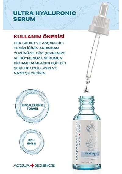Ultra Yoğun Nemlendirme Ve Dolgunlaştırıcı Etkili, Kırışık Karşıtı Hyaluronic Serum Ultra%3 Hyaluronic Acid