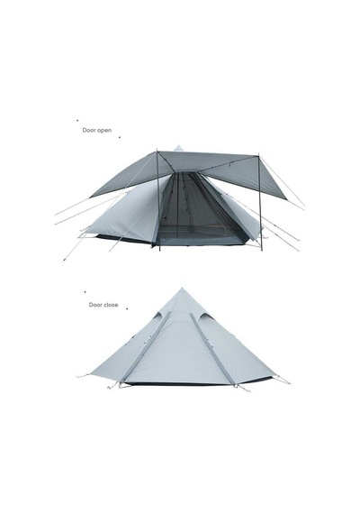 Wildland Ön Tenteli 2 Kapılı Mini Tipi 4 Kişilik Çadır Kamp Çadırı Gri