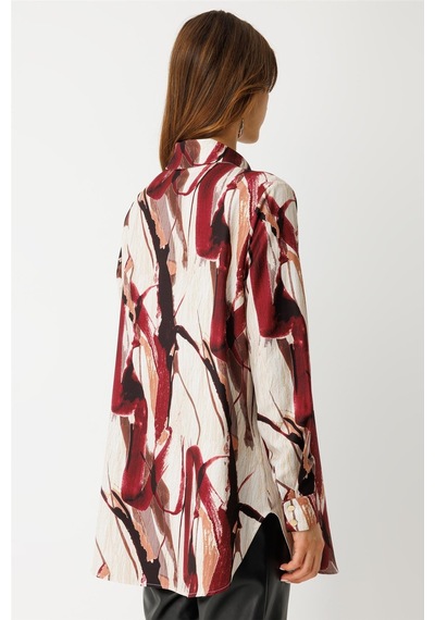 Esswaap Desenli Tunik Bordo Bordo