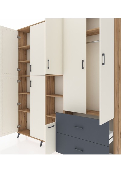 Arges Dolap 12 Raflı 2 Çekmeceli Tek Askılı 220x30x243 Çam-aytaşı/antrasit Aytası/antrasıt Arges Dolap 12 Raflı 2 Çekmeceli Tek Askılı 220x30x243 Çam-aytaşı/antrasit Aytası/antrasıt