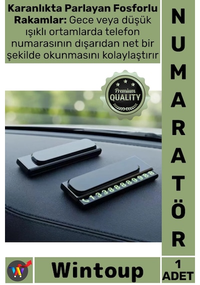 Numaratör Şık Lüks Park Telefon Numarası Fosforlu Torpido Üstü Kayar Kapaklı Oto Araç İçi Numaratör