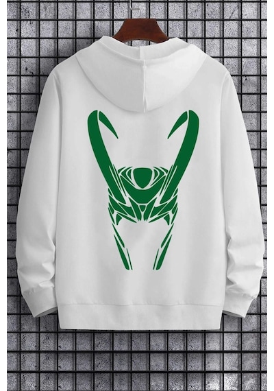 Uyguntarz Unisex Floki Baskılı Sweatshirt beyaz