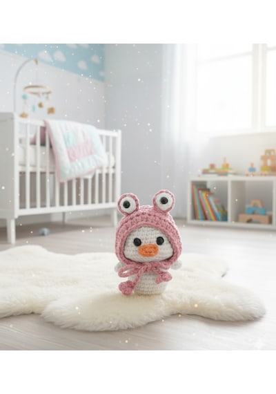 Amigurumi Ördek Anahtarlık Oyuncak Hediyelik Minik Ördek Şapkalı Şirin Hediyelik Oyuncak Çok Renkli