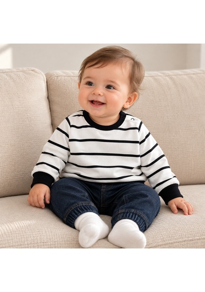 Bebe Bebek Sweatshirt Siyah - Beyaz