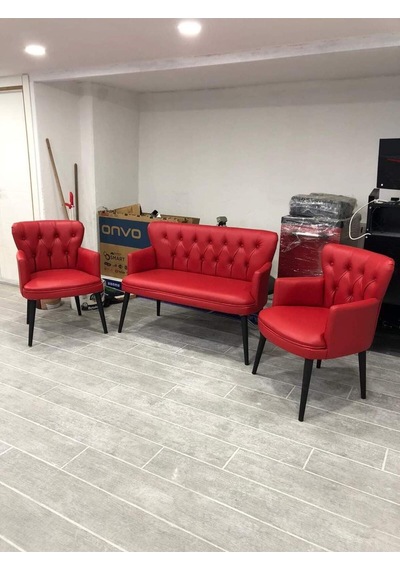 Garden House Pera Ofis Büro Bekleme Koltuk Takımı Kırmızı Renk Ahşap Ayak Kapitoneli Kırmızı Garden House Pera Ofis Büro Bekleme Koltuk Takımı Kırmızı Renk Ahşap Ayak Kapitoneli Kırmızı