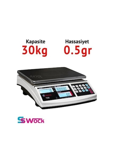 Swock Tcs-a 30k Dijital Hassas Sayıcı Terazi - Hassasiyet: 0.5 Gr. Max: 30 Kg.