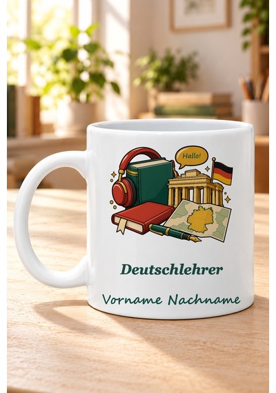 Deutschlehrer İsimli Baskılı Beyaz Kupa