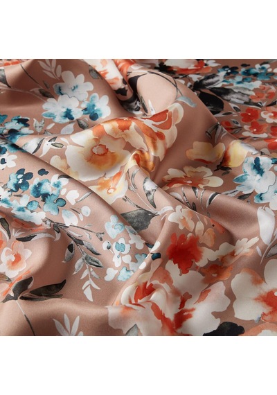 İpekevi Twill İpek Eşarp - Blooming Garden Desenli - Fondöten Fondöten