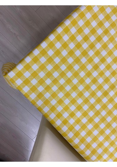 Sıvı Geçirmez Dertsiz Masa Örtüsü Sarı Kareli 13 Parça
