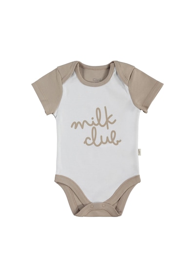 Civil Baby Milk Baskılı 2'li Set 3-18 Ay Çıtçıtlı Badi - Ekru