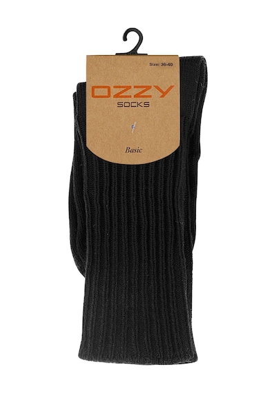 Ozzy Socks Kışlık Kadın Yünlü Siyah Renk Uyku Çorabı Soft Touch Siyah