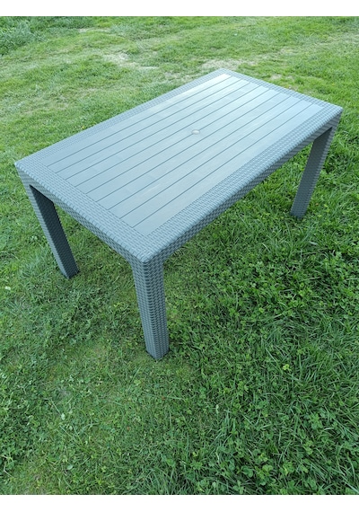 Evko Mobilya Rattan 80x140 Masa, Plastik Masa, Bahçe Balkon Teras Masası, Kare Masa, Dış Mekan Masası Antrasit