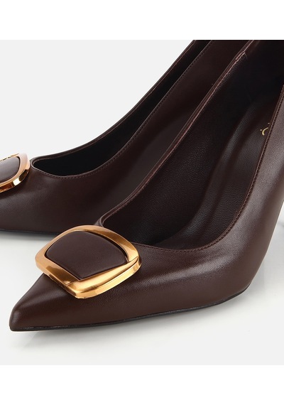 Hotiç Kadın Kahverengi Gold Toka Detaylı İnce Topuklu Stiletto 01ayh332670a480 01ayh332670a480