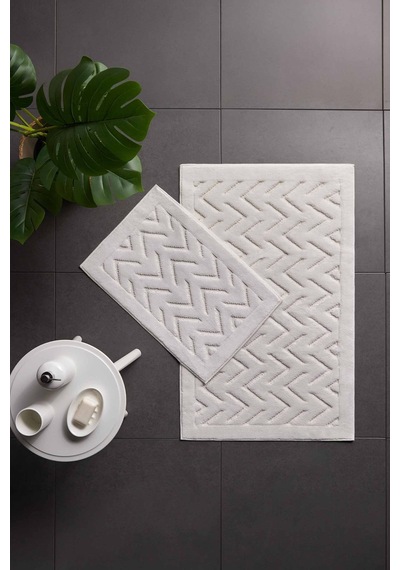 Bevel Angles 2'li Banyo Paspası Ekru