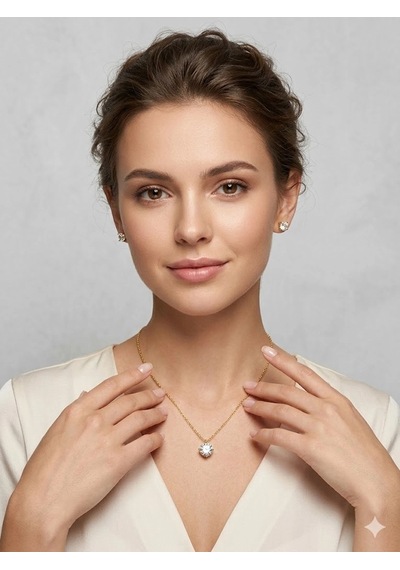 Yuvarlak Tek Taş Detaylı Set - Set0023 Altın - Çok Renkli