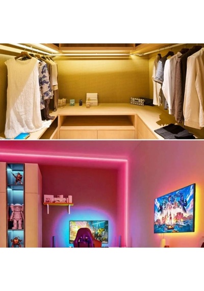 Neon Led Şerit 5metre Sıcak Beyaz Led Zincir Bandı Hortum Esnek Dekoratif Aydınlatma Işık 12v 10w