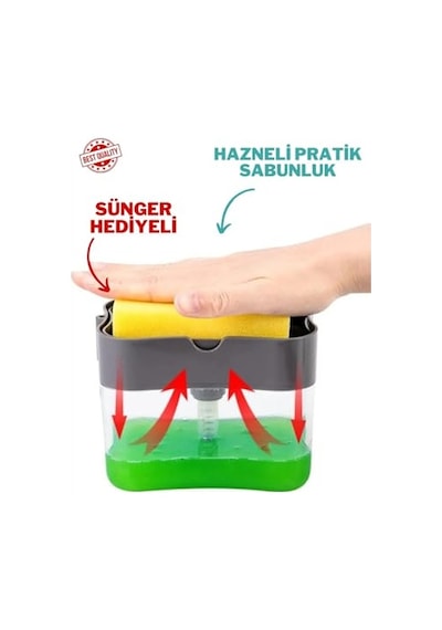 Sıvı Bulaşık Deterjanı Dispanseri Süngerli Basmatik Sıvı Deterjanlık Çok Renkli