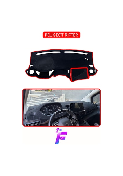 Peugeot Rifter Uyumlu Torpido Örtüsü Yansıma Önleyici Tam Koruma Kolay Ve Hızlı Montaj J21 Kırmızı