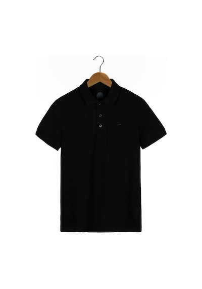 Erkek Siyah Basic Slim Fit Polo Yaka T-shirt Siyah