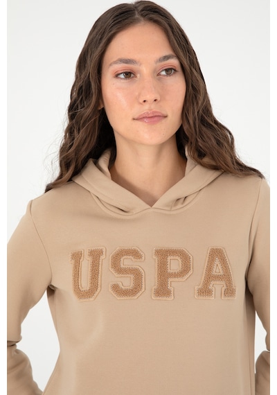 U.S. Polo Assn. Kadın Kum Basic Kapüşonlu Sweatshirt 50296931-VR085 U.S. Polo Assn. Kadın Kum Basic Kapüşonlu Sweatshirt 50296931-VR085