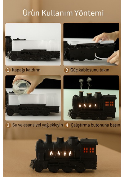 Dekoratif Tren Tasarımlı Buhar Makinesi Led Işıklı Sessiz Nemlendirici & Difüzör Beyaz - 784005232