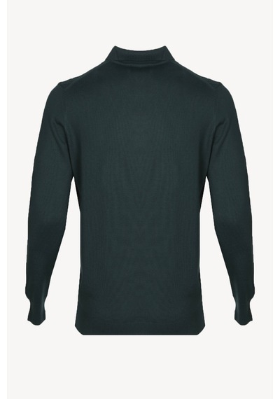 Erkek Yeşil Polo Yaka Desenli Klasik Triko
