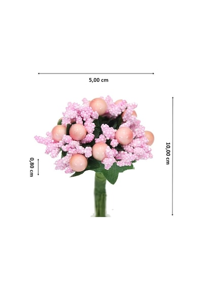 Yapay Çiçek, 12 Adetli Tomurcuk Cipso Demeti -  10 cm, Pembe