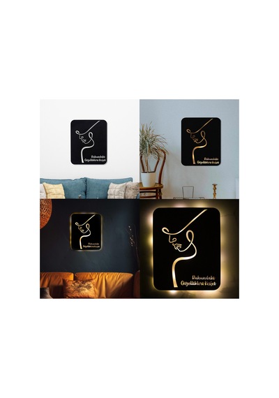Led Işıklı Kişiselleştirilebilir Kadın Temalı Tablo Perla Dekoratif Gece Lambası Sarı - 737263763 Sarı