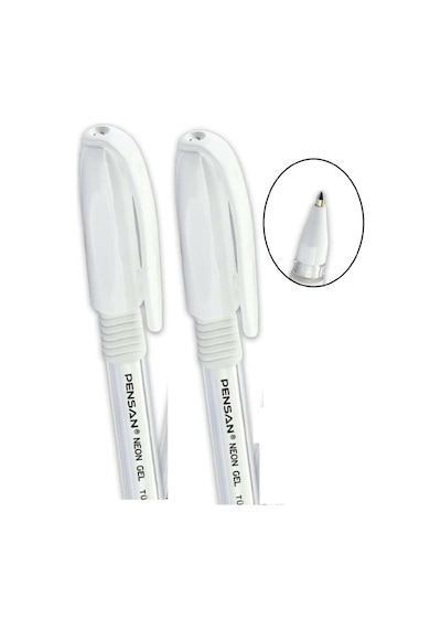 Tr Tükenmez Kalem, Beyaz, 1.0 Mm Uç Kalınlığı, Şeffaf Gövde, 2'li Set Genel