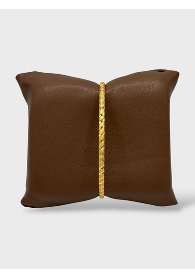 Arnes Jewelry Çelik 22 Ayar Altın Kaplama Çizgili Ajda Bilezik - 1 Adet 22 Cm Ar620nes Gold