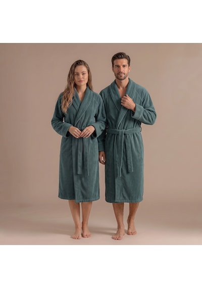 Chakra Solıd Bambu Unısex Bornoz Duman Turkuaz