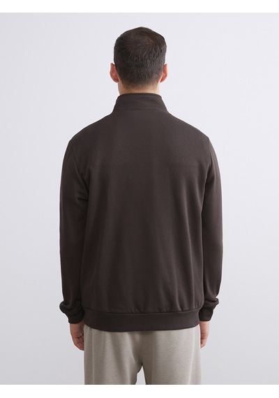 Lcwaıkıkı Classic Kahverengi Dik Yaka Uzun Kollu Erkek Kalın Sweatshirt
