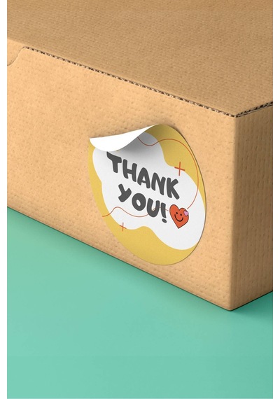 Bulutlu Kalpli Thank You Sticker 3x3cm St2202 Çok Renkli
