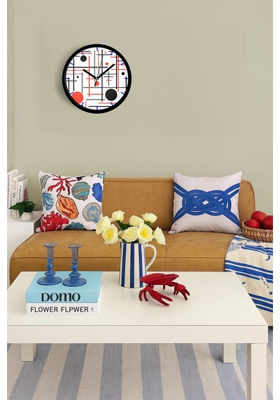 Soyut Geometrik Temalı Modern Duvar Saati - 30cm - Önü Camlı Siyah Kasa - Sessiz Mekanizma-jh0432 Siyah