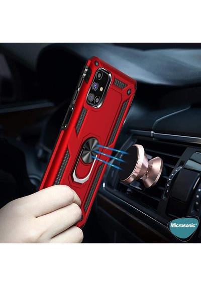 Microsonic Samsung Uyumlu Galaxy M51 Kılıf Military Ring Holder